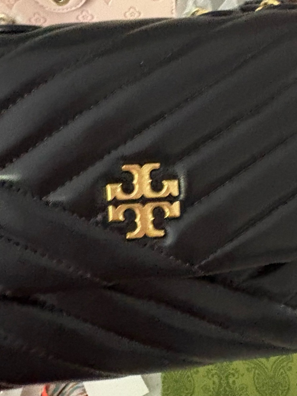 Tory Burch Black Quilted Leather Crossbody with Gold Hardware